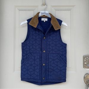 Jack Spade Herington Vest Men’s XS Navy Blue Diamond Quilted Banded Collar